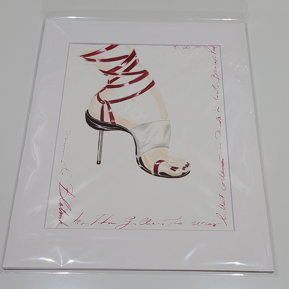 New Manolo Blahnik art print matted white 11 X 14